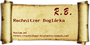 Rechnitzer Boglárka névjegykártya